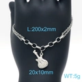 Silver stainless steel chain bracelet featuring a guitar pendant on a model hand - Silver (KB151050-Z)