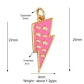 Pink lightning bolt pendant in gold plating with enamel and white cubic zirconia - CZ Lightning-Pink