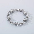 Bracciale a catena con spine d'argento in stile punk hip-hop con design a filo spinato - Bracciale in Filo Spinato (KB189243-Z)