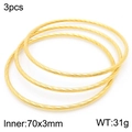 Set di 3 bracciali in acciaio inossidabile placcato oro 18 carati con trama a spirale - Set da 3 Pezzi Oro