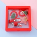 Christmas hair accessory gift set with tree elastics and star clip in red display box - Style 2