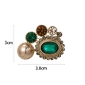 Vintage-Brosche mit Smaragd und Perle in Goldoptik für Schals, Größe 3,8 cm x 3 cm - Vintage Oval Edelstein / Champagnerfarben Bunt (Smaragd-Stil)