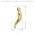 Goldener Chili-Anhänger aus Kupfer mit technischen Daten Maße 30mm Höhe und Gewicht 2,1g - VH589-Glänzend goldene massive Chili