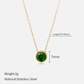 Minimalist stainless steel necklace with 7mm round green stone and gold-plated chain - May Green (Emerald Color) / Gold