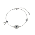 S925 sterling silver evil eye bracelet with blue zircon and horseshoe charm - Horseshoe Evil Eye / Silver