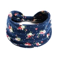 Elastisches blaues Yoga-Stirnband mit roten Rosen und weißen Polka-Dots Muster - Oberteile / Navy Rot Weiß Rose Punktmuster(#171)