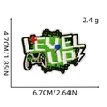 Macro shot of LEVEL UP! game controller embroidery patch showing 4.7cm x 6.7cm dimensions - Game Patch 7# (LEVEL UP!)
