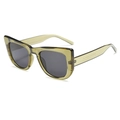 Occhiali da sole retrò cat-eye con montatura verde oliva e lenti grigie scure da donna - Montatura verde traslucida Lente grigia