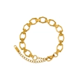 Dettaglio del bracciale dorato 18KGP con motivi a greca e chiusura a moschettone - Bracciale Oro (YS591)