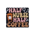 Black square silicone bead with Half Nurse Half Coffee text and medical icons - Half Nurse Half Coffee