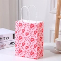 Pink heart gift bag with white handles and XOXO lip pattern for Valentine's Day - NF-Y171/Lip Print XOXO / Small (15x8x21cm)