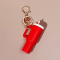 Creative red mini tumbler keychain with butterfly pendant and golden metal clasp - Butterfly Red
