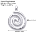 Colgante de espiral en acero inoxidable plateado de 23mm x 20mm para joyería artesanal - Rosca-S5 / Color Acero
