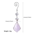 Detailed view of lavender suncatcher with faceted leaf crystal and measurement labels - 14.6cm/22g / Pink