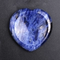 Polished heart-shaped blue sodalite thumb stone with natural marble texture - Blue Sodalite