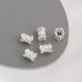 Five-piece silver plated lace spacer beads with cubic zirconia for DIY jewelry making - 8# Butterfly Hollow / 10x8mm / Silver