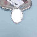 Oval silver metal pendant base with purple rhinestones for DIY Y2K heart mirror jewelry - Colorful Purple Oval