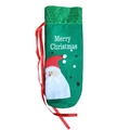 Bolsa de fieltro verde para botella de vino de Navidad con lentejuelas y bordado de Papá Noel - Papá Noel / Verde