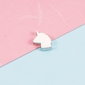 Abalorio de unicornio de acero inoxidable plateado pulido para bisutería DIY - 8*11mm Cuenta de Unicornio con Agujero Pequeño / Color Acero