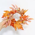 Close-up of autumn maple leaf candle ring with orange berries and mini pumpkins - Inner Diameter ~9-10cm / Autumn Maple Pumpkin Style (ACN250917)