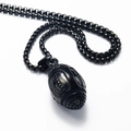 3D-Edelstahl-American-Football-Anhänger-Halskette mit schwarzem Metall-Finish für Herren - Nur Anhänger / Schwarz