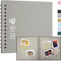 Grey DIY scrapbook photo album with spiral binding and 40 pages for wedding or baby photos - Light Gray