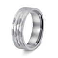Silver 8mm titanium steel ring featuring hammered texture surface and polished finish - US 7 / Silver