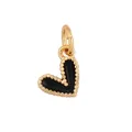 Golden heart-shaped pendant with black enamel inlay and beaded border detailing - Black Beaded Heart-L282992