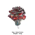 Spilla garofano elegante in smalto rosso con cristalli verdi su base color argento - Garofano Rosso
