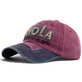Gorra de béisbol vintage de algodón burdeos y azul marino con bordado HOLA en contraste - Burdeos
