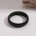 Close-up of minimalist black resin geometric round bangle with polished obsidian-like finish - Smooth Round Bar Style / 4# Bangle-Black