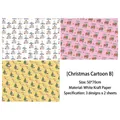 Carta da regalo natalizia in kraft bianco con pinguini e Babbo Natale 6 fogli - 50*70CM / Cartone Animato Natalizio B (Set di 6 Fogli)