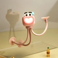 Pink cartoon octopus mini night light with flexible legs and suction cup base - Little Octopus-Suction Cup / Pink