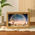 DIY handmade tulip night light in solid wood picture frame with warm LED glow - 10 Pink Tulips (Warm Light Material Kit) / 6 Inch