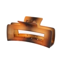 Detail view of large matte 10.5cm hair claw clip with amber gradient and metal spring - #14 Matte Tortoiseshell