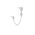 Orecchini a catena in argento S925 con tre pietre preziose trasparenti a forma di pera - Argento 925 / Argento