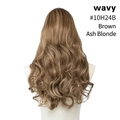Detail view of long wavy U-part wig in brown and ash blonde mix #10H24B on mannequin - 20 inch / Brown & Ash Blonde Mix (#10H24B)