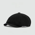 Classic black miki hat in heavy cotton canvas with decorative vertical stitching - Black