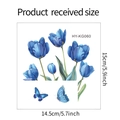 Dimensioni dettagliate dell'adesivo murale con tulipano blu e farfalla per interruttori - 14.5*15cm/HY-KG060