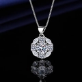 Silver flower pendant necklace with radiant round and marquise-cut zircons on a thin chain - Xl-136 [comes With Box And Chain]