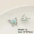 Pendentif papillon argenté avec ailes dégradées et mini strass de 16mm - Prix à l'unité / Style Papillon (18#)