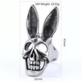 Anello teschio di coniglio punk gothic in argento retrò con specifiche di misura - US 5 / Color Acciaio