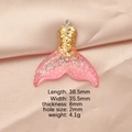 Pink and gold glitter gradient resin mermaid tail pendant with size dimensions - Pink Gold Gradient (6)