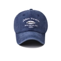 Detail of navy blue washed cotton baseball cap featuring high-density 1991 embroidery - Adjustable / 1991 Navy Blue