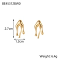 Golden geometric liquid lava earrings with 2.7cm height and polished mirror finish - Liquid Metal Style Earrings (BE45312BW0)