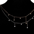 Sparkling disc beaded clavicle necklace in gold and silver finish with zircon pendants - Rhinestone Tassel Necklace Gold