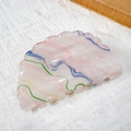 Pink and white marble acrylic shell hair claw with colorful glitter wave patterns - Lotus Pink - Wave Round