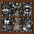Stickers de Noël électrostatiques blancs pour fenêtres avec Père Noël et rennes - Lot de 6 BQ(472-476)+478