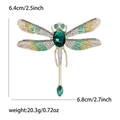 Sparkling green dragonfly brooch with crystal wings and gold finish, size 6.4x6.8cm - Gold Green