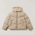 Doudoune à capuche beige en tissu imperméable avec fermeture éclair métallique robuste - S / Désert Décoloré